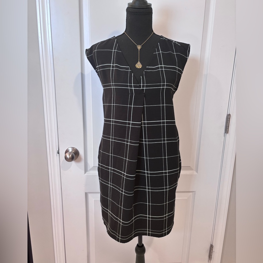 Leith Black dress Windowpane design S